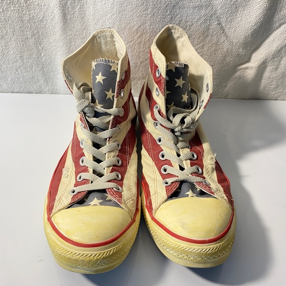 RARE Converse Distressed Stars & Stripes High Top Sneakers USA Flag M 10, W 12 - Picture 7 of 16